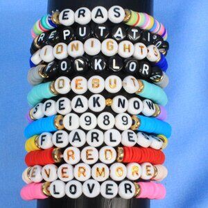 Taylor Swift Eras Tour Colorful Song Title Friendship Stretch Bracelets 11 Piece